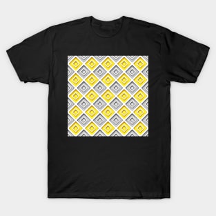 Yellow and Gray Diamond Rhombic Pattern T-Shirt